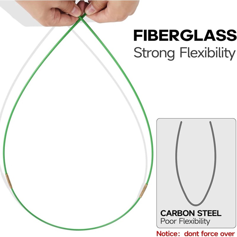 FTIHTRY 22Ft Fiberglass Fish Tape Wire Puller Kit With 8