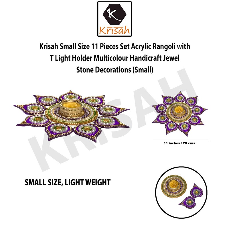 Krisah SMALL SIZE 11 Pieces Set Acrylic Rangoli with T