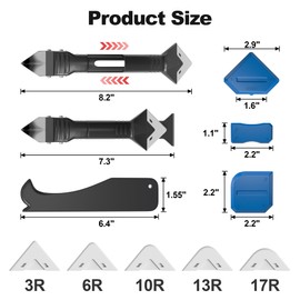 XDENGP Caulking Tool Silicone Caulking Tools 3 in 1, Caulk Remover Tool, Sealant Finishing Tool Grout Remove Scraper, Caulk Remover Glass Glue Angle Scraper for Kitchen Bathroom Floor Window Sink