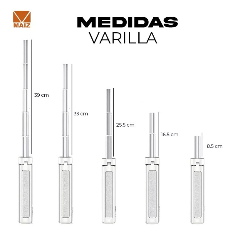 Maíz Baston Selfie Stick Tripie Luzled Control Remoto Bluetoth