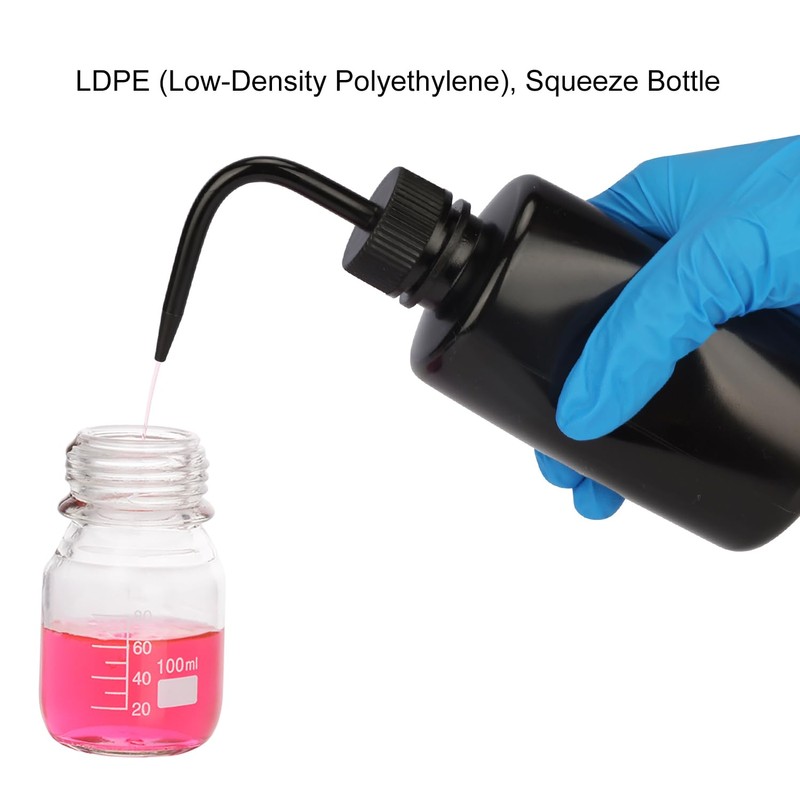 stonylab LDPE Chemical Wash Bottle, 2-Pack Watering Tool Safety Black