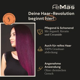 FemMas Hair Colour, Professional Cream Hair Colour with Argan Oil, Keratin & Ceramides, as Permanent Hair Colouring or Tint for Radiant, Durable Colour Results, Metallic Blue, 100 ml