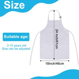 BOUBONI 20 Pcs Kids Apron with 2 Pockets Adjustable Kids Chef Apron Bulk for Cooking Baking Painting Crafting (White)