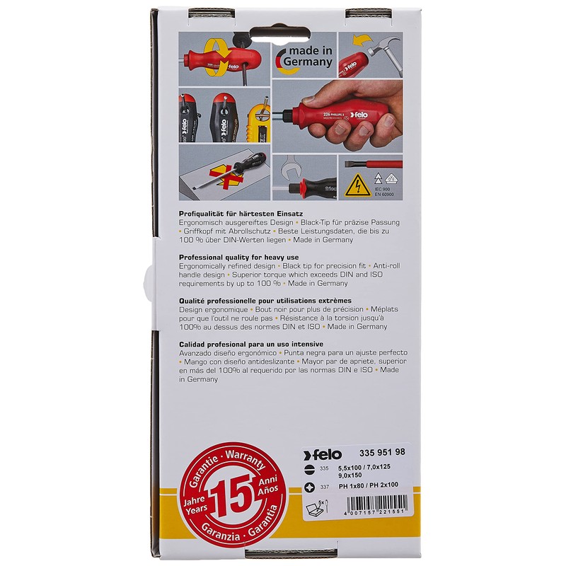 Felo by Bondhus 07157 22155 Slotted & Phillips Wood Handle