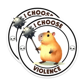 (2 Pack) I Choose Violence Stickers - Capybara Stickers - Funny Animal Stickers - 5" On Longest Side - Sticks to Any Smooth Flat Surface - Made in USA - BMCS3256