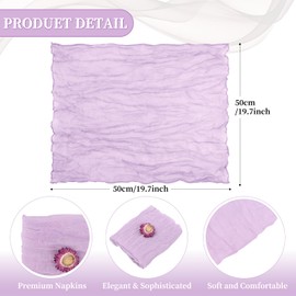100 Pack Gauze Cheesecloth Napkins - Soft Cotton Cloth Napkins for Weddings, Parties, Everyday Use - 20 x 20 Inch (Lavender)