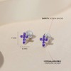 925 Sterling Silver Cubic Zirconia Sparkling Purple Cross Earrings with