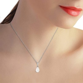 Galaxy Gold GG 14k 18" White Gold Natural Pear-shaped Opal Drop Pendant Necklace