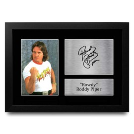 HWC Trading FR A4 Rowdy Roddy Piper Gifts Printed Autograph For WWE & WWF Fan Merchandise Fans - A4 Framed