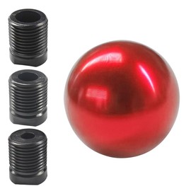 UHANBUT Car Round Ball Gear Shift Knob, Aluminum Alloy Gear Shift Stick Head for Most Manual Vehicles with 3 Adapters M8, M10, M12 (Red)