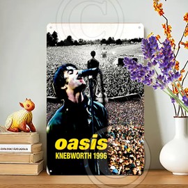Oasis Knebworth 1996 poster Metal sign, Oasis Vintage Poster Rock Band Music Decorative metal sign