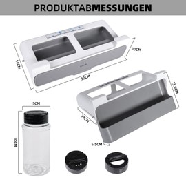 Spice Rack with 6 Spice Jars, Under-shelf Spice Rack, Kitchen Accessories, Extendable Spice Rack for Shelf Thickness up to 1.8 cm, Drawers Spice No Drilling, Cabinet, Grey and White