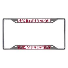 FANMATS 15043 San Francisco 49ers Chrome Metal License Plate Frame, Team Colors, 6.25in x 12.25in