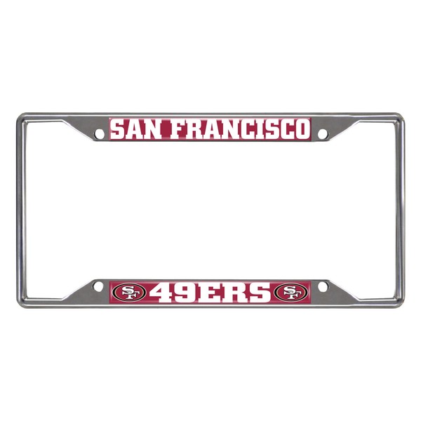 FANMATS 15043 San Francisco 49ers Chrome Metal License Plate Frame, Team Colors, 6.25in x 12.25in