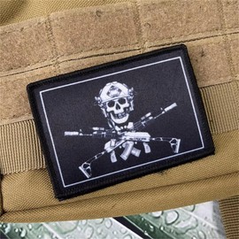 Velcro Patches, Skull Patch Print with Velcro Fastening, Velcro Bands, Morale Military Patches Stickers for Backpacks, Jackets, Jeans, Caps, Clothing