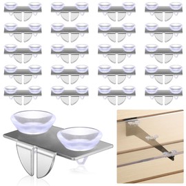 Tandefio 20 Pcs Center Shelf Rest Clip with Rubber Cushion, Galvanized Metal Glass Shelf Brackets Balancing Clip for Brackets to Hang Glass, Metal, Wood