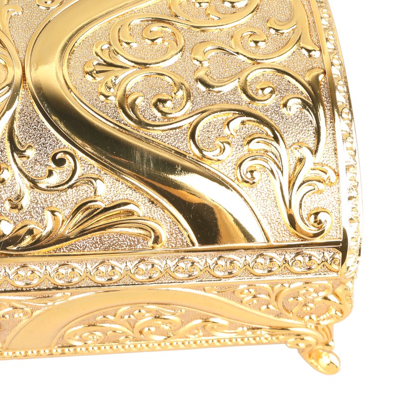 Vintage Metal Jewelry Box Rectangle Delicate Pattern Trinket Box with