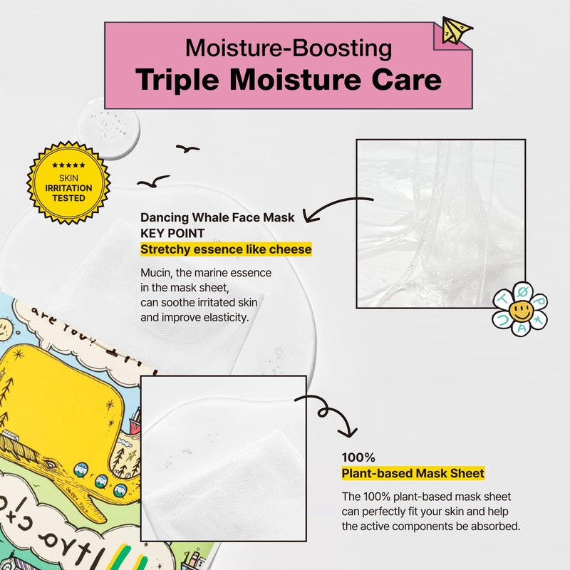 Dancing Whale - Moisture Mask Pack Plus - K-beauty Face
