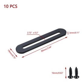KUMGROT 10pcs Adjustable Flat Mending Plate Flat Bracket with Solt Stainless Steels Fixing Slideable Brackets for Wood Furniture DIY, 90mm x 19mm/3.54" x 0.75", Black
