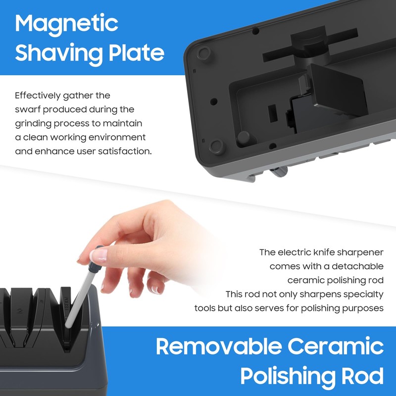 5-in-1 Electric Knife Sharpener for Kitchen Knives, with 100% Diamond