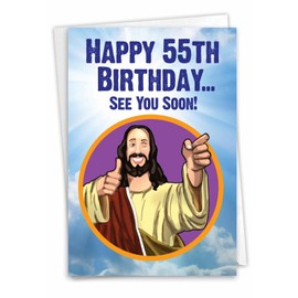 NobleWorks Hilarious 55th Milestone Birthday Greeting Card with 5 x 7 Inch Envelope (1 Card) See You Soon - 55 C10009MBG