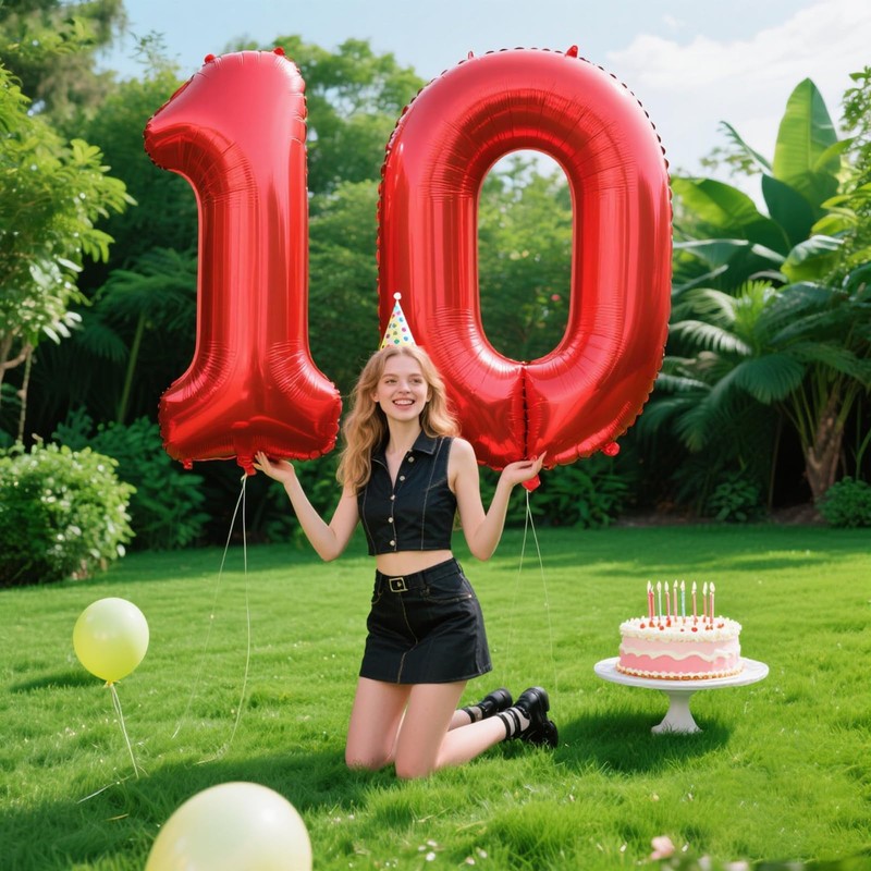 40 Inch Red Number 10 Digital Balloon,Jumbo Mylar Foil Helium