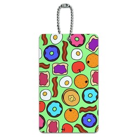 Fun Breakfast Foods Pattern Luggage Card Suitcase Carry-On ID Tag