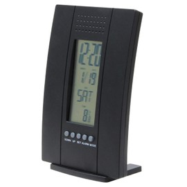 Fujiboeki Digital Theus 99069 Table Clock, Black, Height 6.1 inches (15.4 cm)