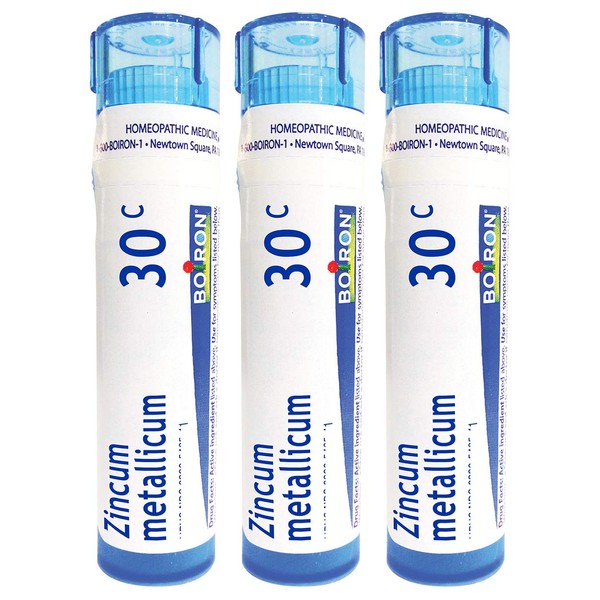Boiron Zincum Metallicum 30c Homeopathic Medicine for Leg Cramps - Pack of 3 (240 Pellets)