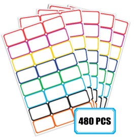 Name Badge Labels Stickers Colorful Border Tags for Office and School 480 Labels 8 Colors