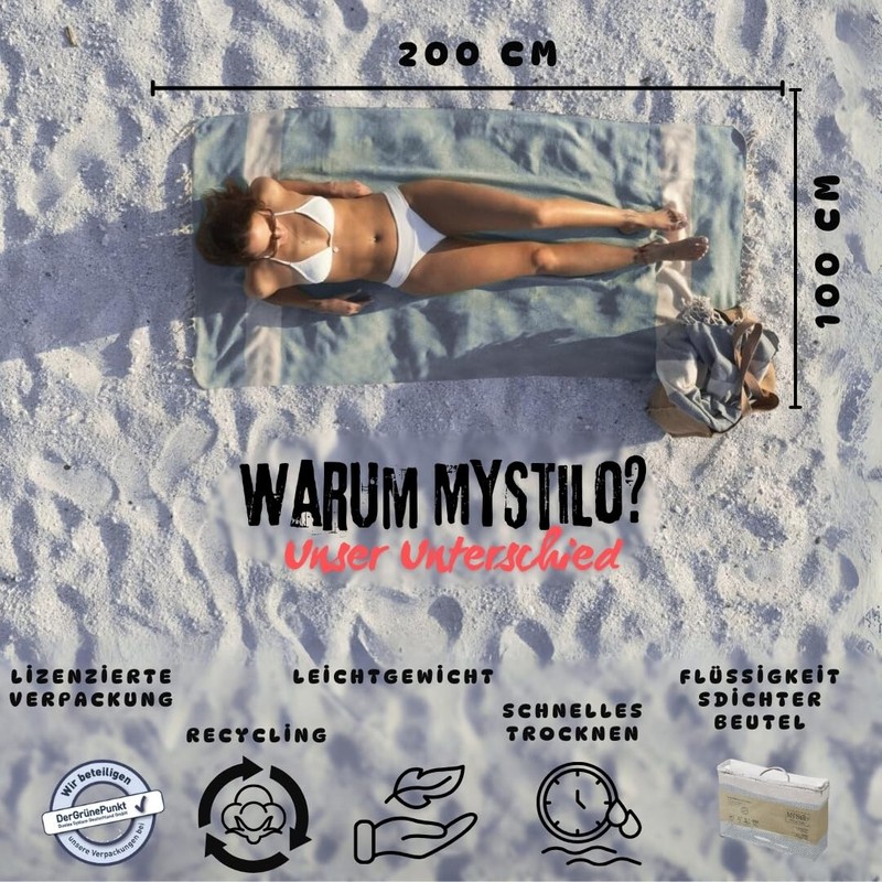 MyStilo 100% Recycled Cotton Hammam Towel (Petrol Blue)