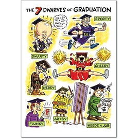 NobleWorks 3807 "Grad Dwarves Funny Graduation Greeting Card (5" x 7")