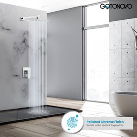 gotonovo 10 Inch Rain Shower Head System Polish Chrome Shower Combo Set Bathroom Wall Mount Mixer Shower Faucet Rough-In Valve and Shower Arm Included