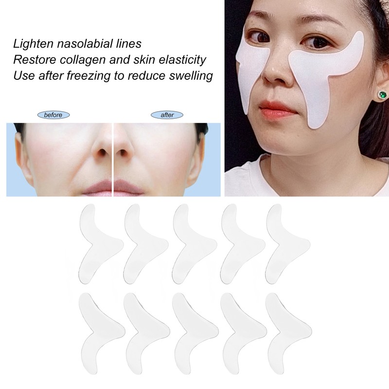 10 Pcs Wrinkle Stickers Hydrogel V Shape Moisturizing Nasolabial Folds