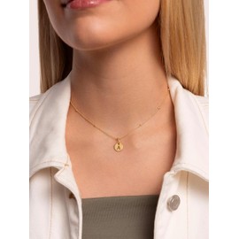SINGULARU - Mini Medallion Letter Gold - Initial Pendant in 925 Sterling Silver with 18 Carat Gold Plating - Pendant Letter A - Z - Charm Can Be Combined with Necklace - Women's Jewellery, Gold, No