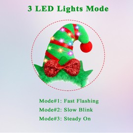 Farochy Christmas Elf Headband - Christmas LED headband Xmas Headband Christmas Elf Headpiece Christmas Elf Hat Elf Hair hoop Christmas Headwear