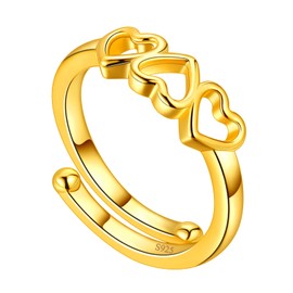 Mother Daughter Rings 3 Best Friends Rings 925 Silver 18K Gold-Plated Promise Rings for Couples Family Rings for Wife Mother Grandma Family Gift for Christmas Birthday Valentine's Day FR0043Y, Silver