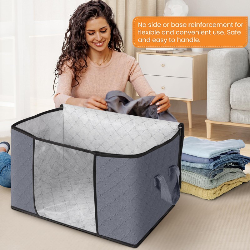 Fab totes 90L Clothes Storage, Foldable Thick Fabric Blanket Storage