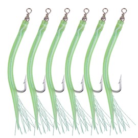 Striped Bass Trolling Tube Lures 6Pcs Fishing Trolling Tube Teaser Rig with Stainless Steel Hooks Barrel Swivels for Offshore Bass Cod Big Game Fishing