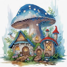 SHEGZHUC 30 x 30 cm Diamond Painting Fantasy Cottage Mushroom House Diamond Painting Rhinestone Special Flowers Diamond Painting Special Stones Diamond Painting Art Embroidery Cross Stitch Gift Wall