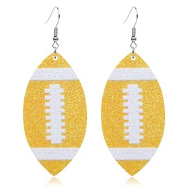 CHUNYANAN Unique Fashion Sequined Leather Football Dangle Drop Earrings for Women Sparkly Charm Tassel Football Earrings Jewelry Gift (Yellow Earring)