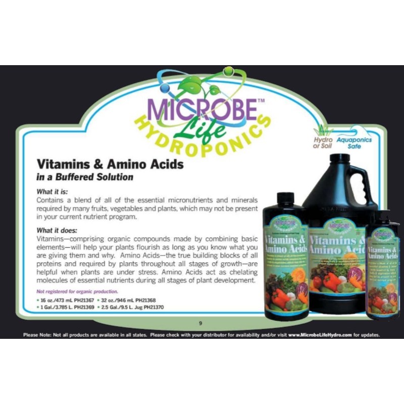 MICROBE LIFE HYDROPONICS PH21368 Premium Vitamins & Amino Acids Essential