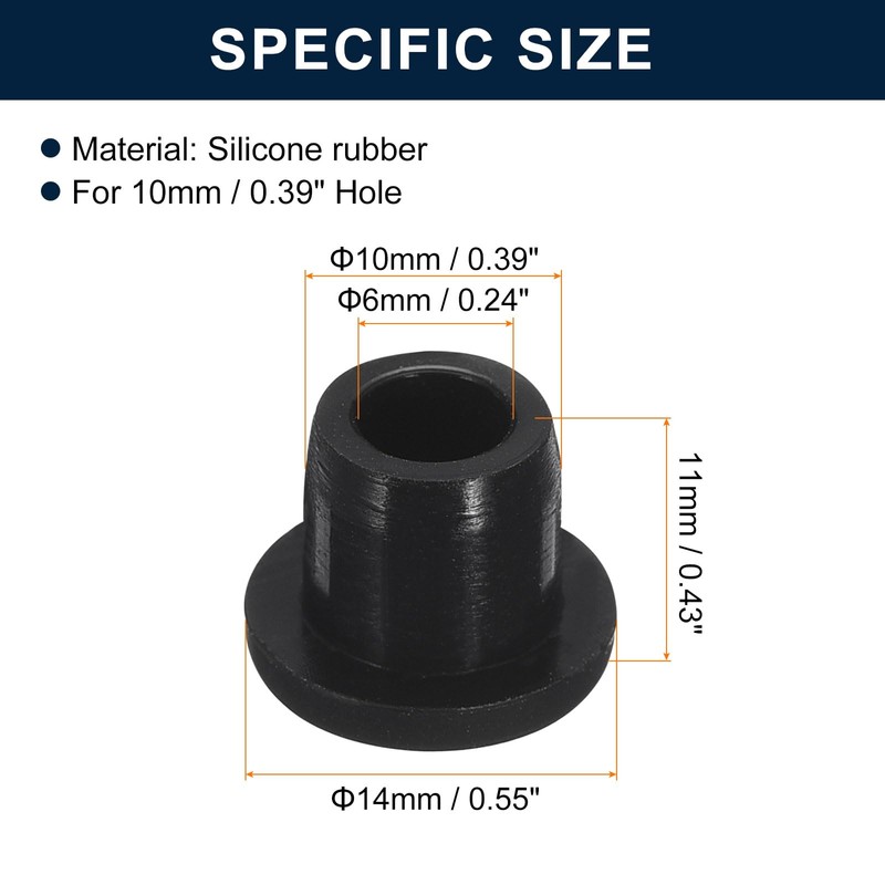 sourcing map 5 Pcs Black Plug Holes, Waterproof Rubber Button