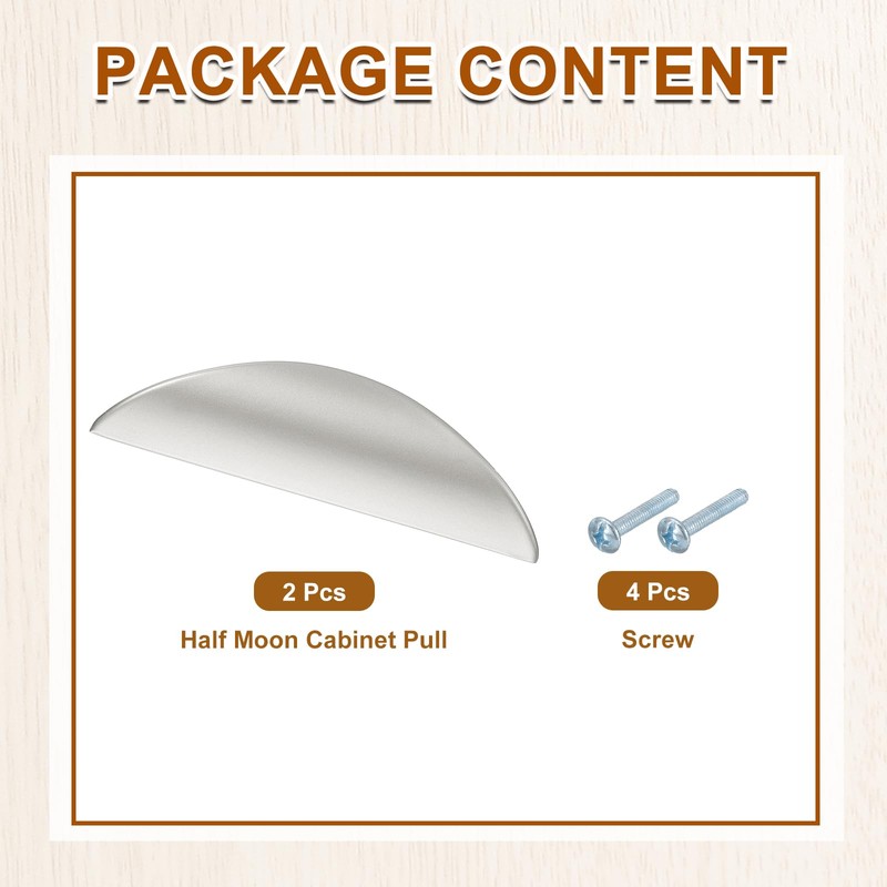 sourcing map 2 Pack Half Moon Cabinet Pull, 2.52" Hole