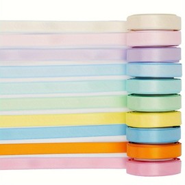 10 - Color Double - Sided Polyester Woven Ribbon for Gift Wrapping, Party Decor, DIY Hair Accessories and Wedding.