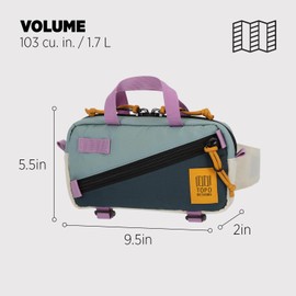 Topo Designs Mini Quick Pack - Shoulder Sling + Waist Pack for EDC and Daily Commute, Bike Rides, Internal Organization (Sage/Pond Blue)