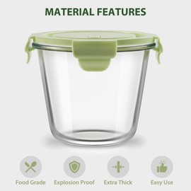 8 PCS Glass Meal Prep Containers with Lids, Airtight 3 Cup Glass Storage Containers Set, Heat-Resistant BPA-Free Glass Containers for Soup Leftover, Microwave, Dishwasher, and Freezer Safe (4 Packs)