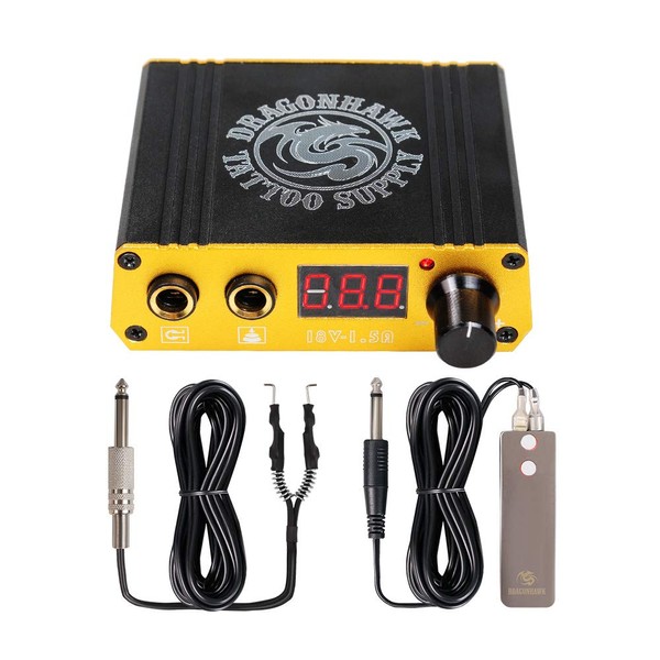 Dragonhawk Lcd Dual Tattoo Machine Gun Power Supply Foot Pedal