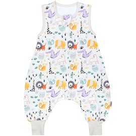 TupTam Baby Summer Sleeping Bag with Feet, Lightweight Sleeping Bag Baby Summer 0.5 Tog, Oeko-Tex, Safari animals colourful
