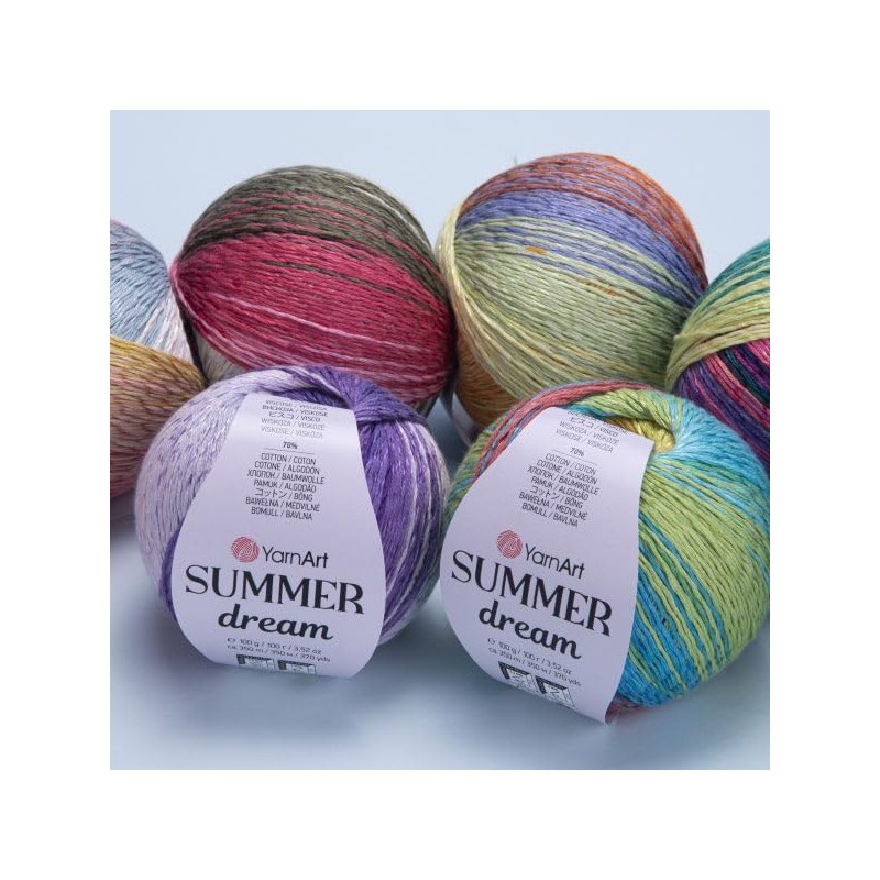 YarnArt Summer Dream - Mezcla de algodón – 3.4 onzas,